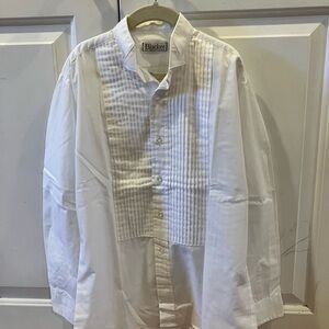 Blacker White Pleated Front Long Sleeve Shirt